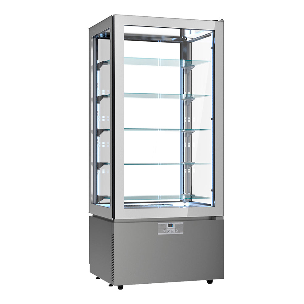 Panoramic refrigerated display case