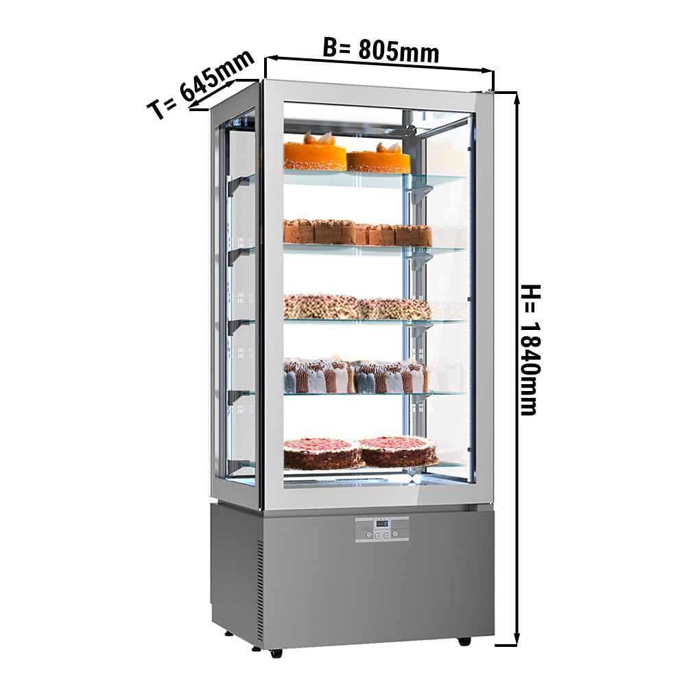 Panoramic refrigerated display case