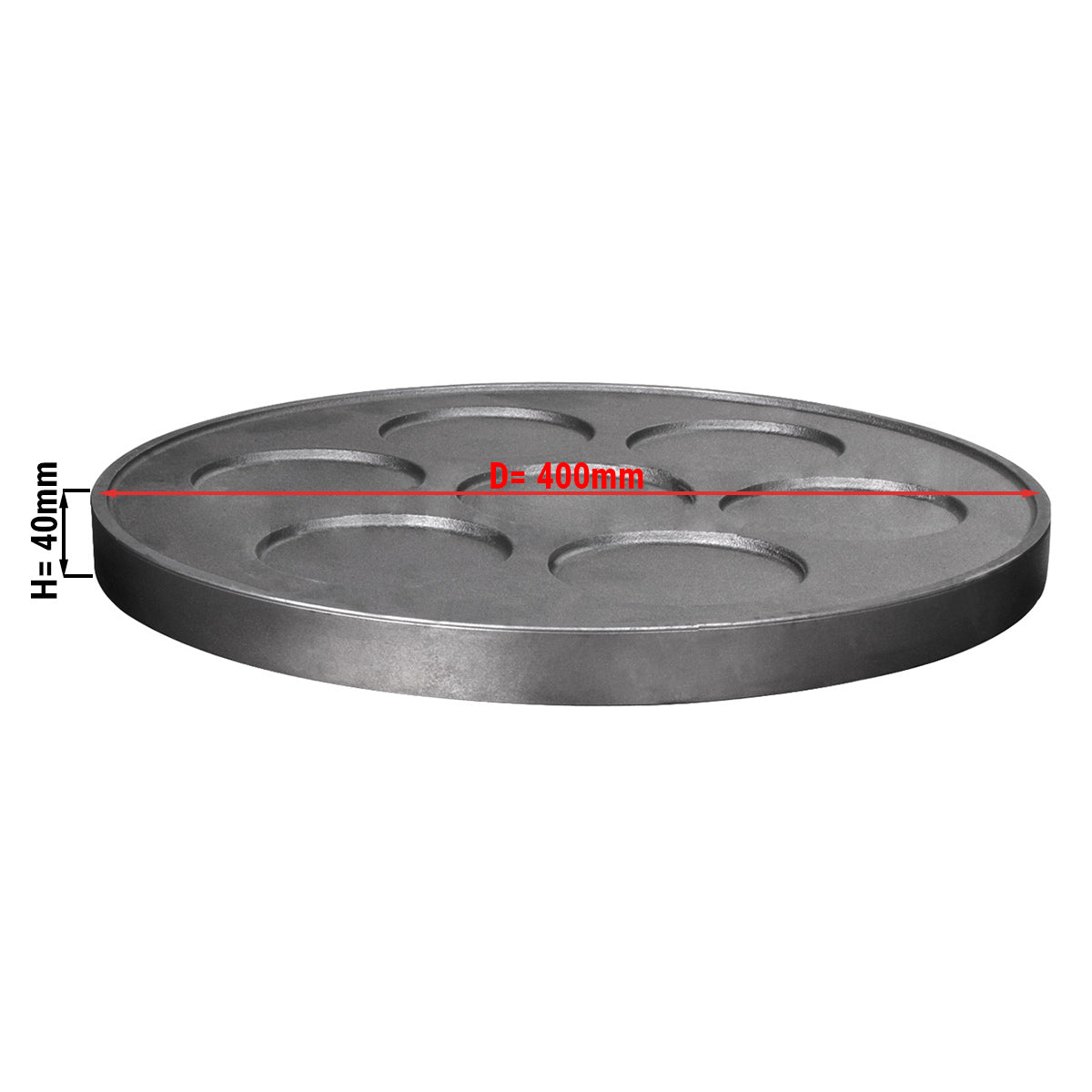 Plate for gas crepe device - 7 pans - 40 cm