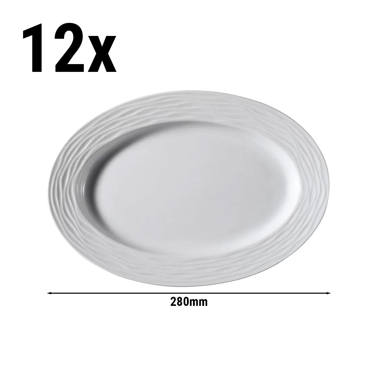 (12 pieces) SEA WAVE - plate/oval plate - Ø 28 cm