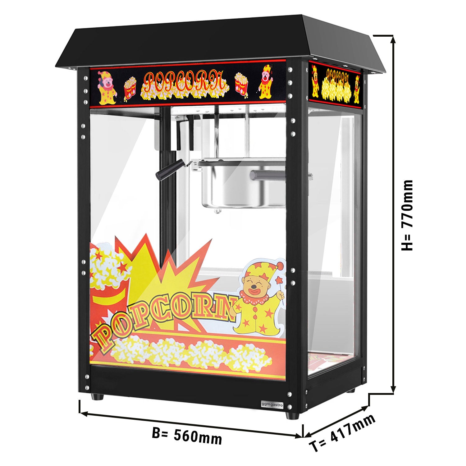 Popcorn machine - 5 kg / h - with 1 kettle