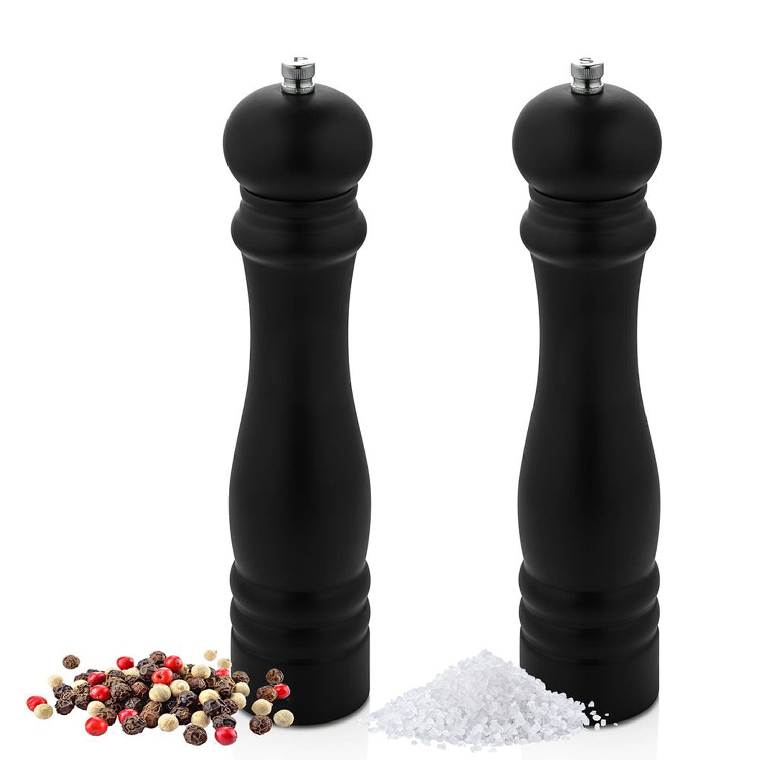 (12 pieces) Wooden salt and pepper mill - height: 20 cm