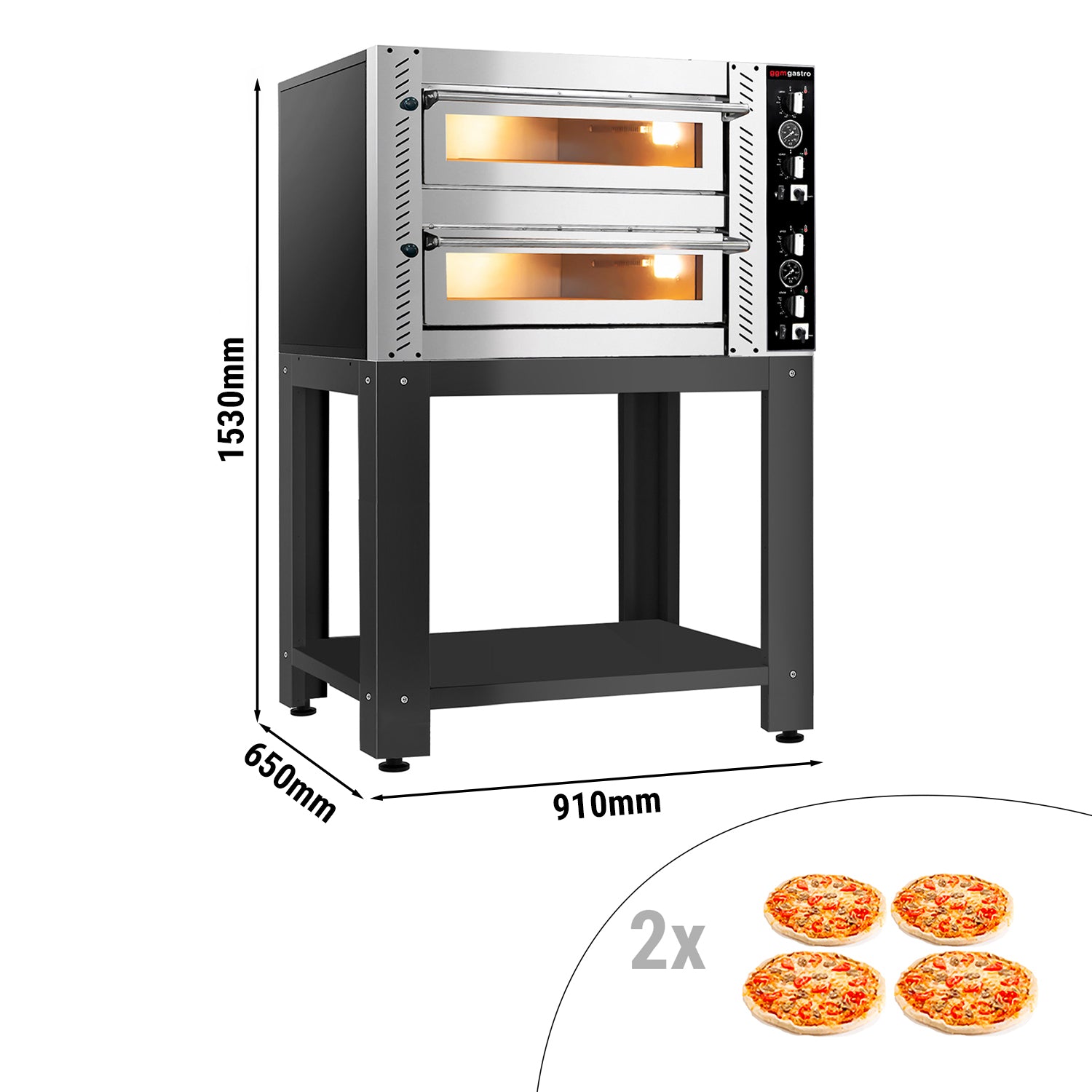 Pizza oven 4+4x 25 cm - with a frame for the base