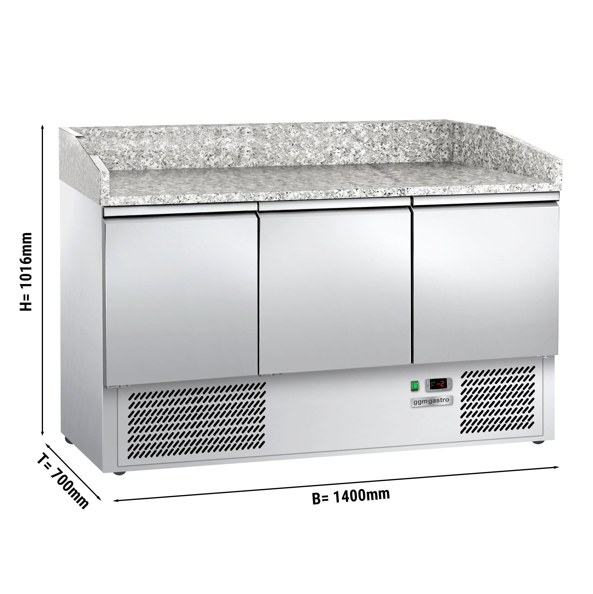 Refrigerator for preparing pizza ECO - 1.4 x 0.7 m - with 3 doors