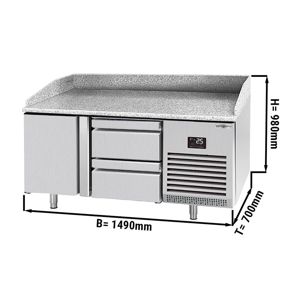 Refrigerated pizza table (GN) - with 1 door and 2 drawers 1/2 (GN 1/1)