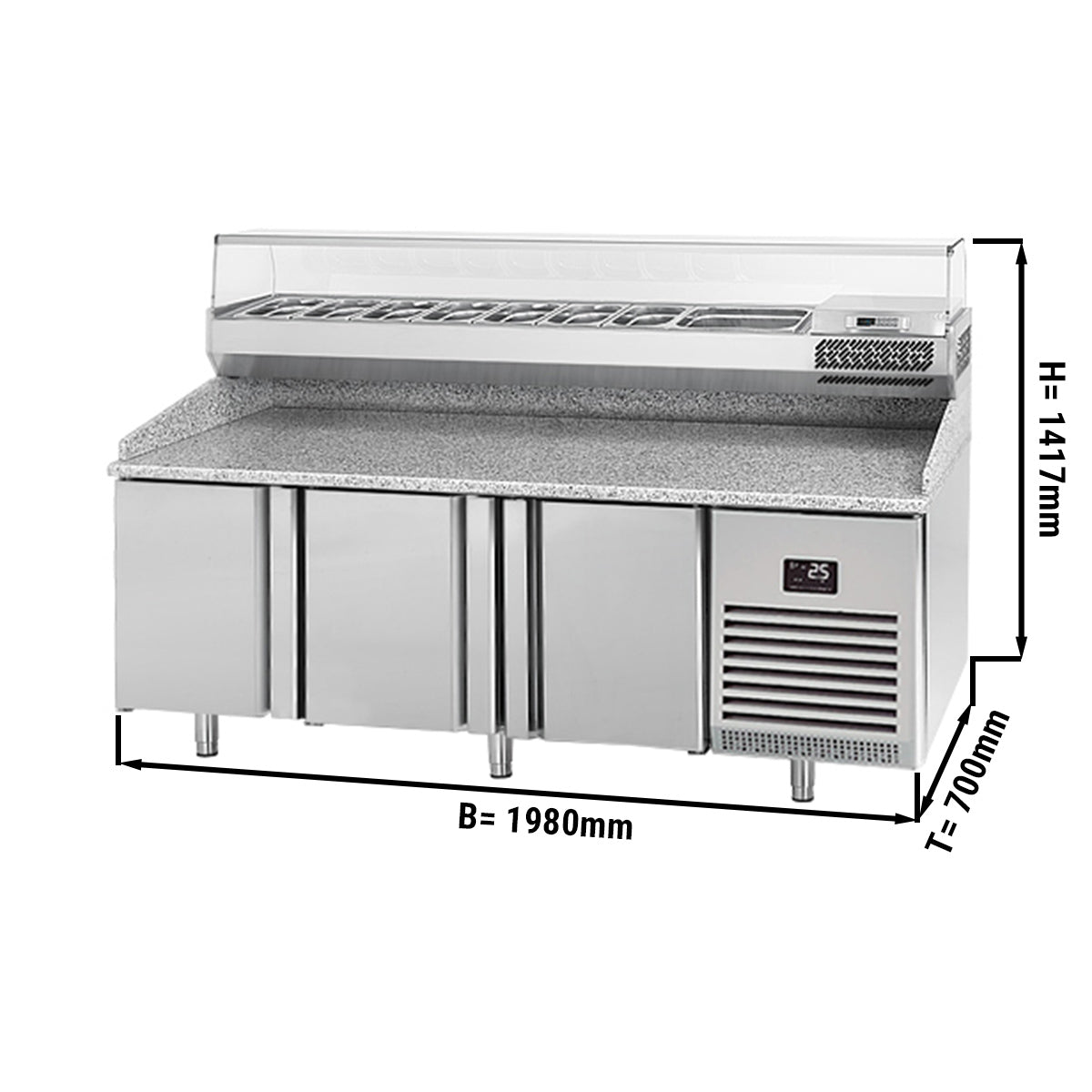 Refrigerated table for pizza (GN) - with 3 doors