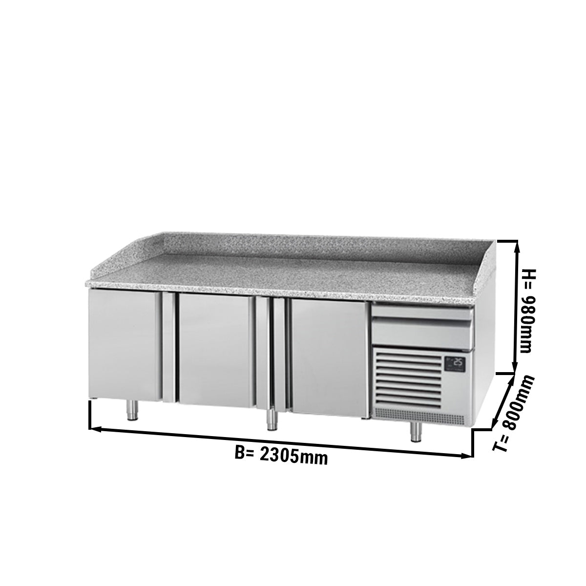 Refrigerated table for pizza (EN) - with 3 doors