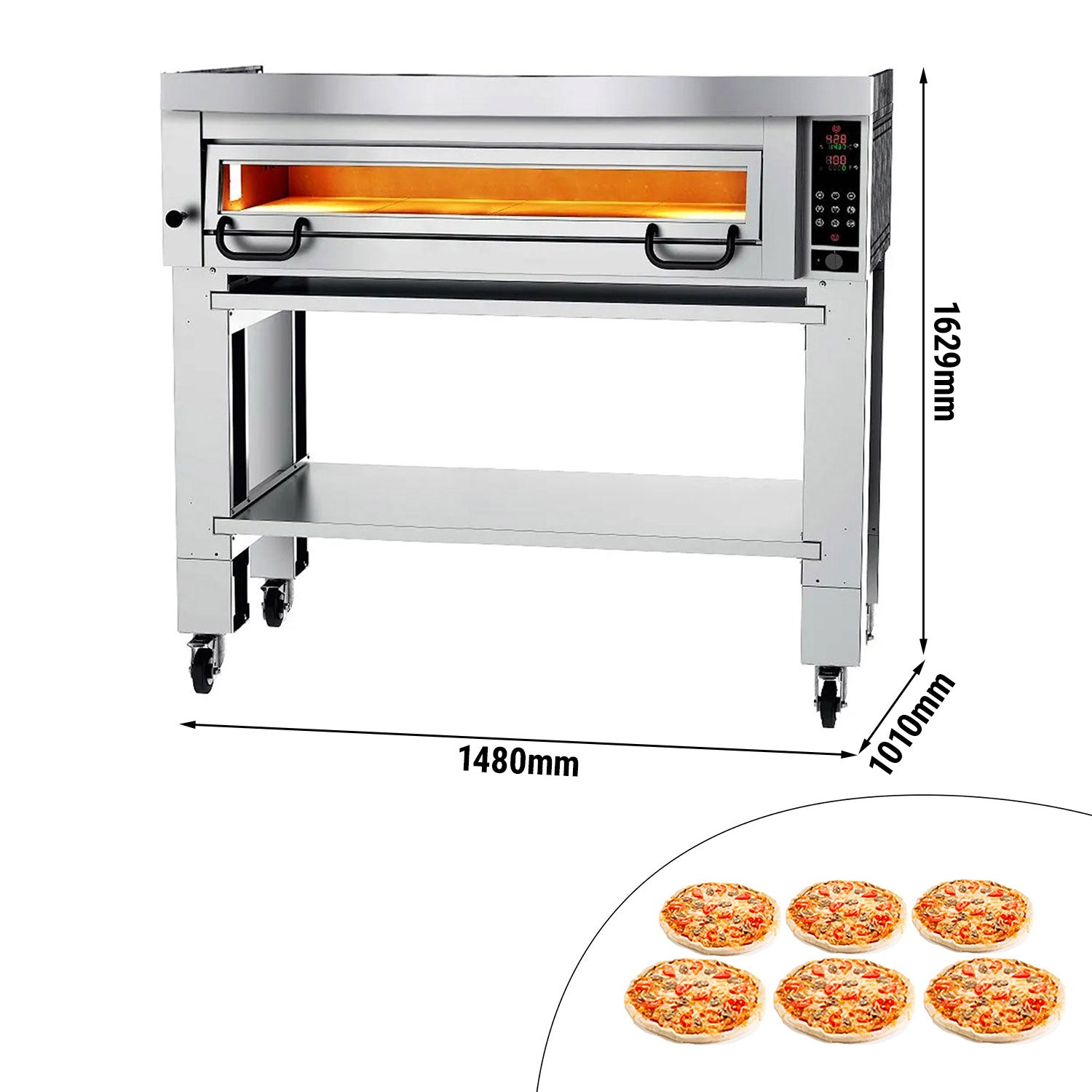 Pizza oven with hood and base - 6 x Ø 34 cm