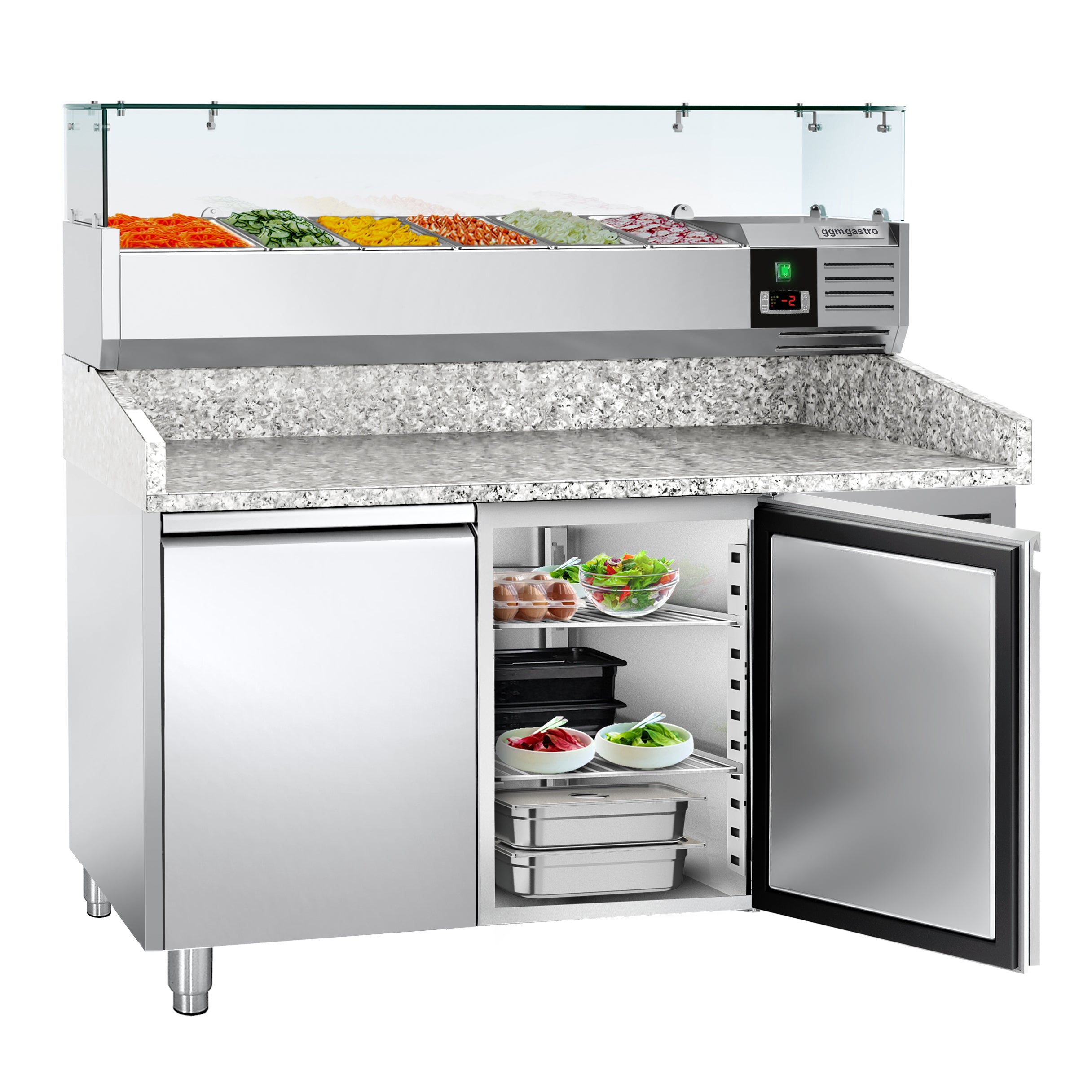 Refrigerator table for pizza PREMIUM 1.5 x 0.8 m - with 2 doors