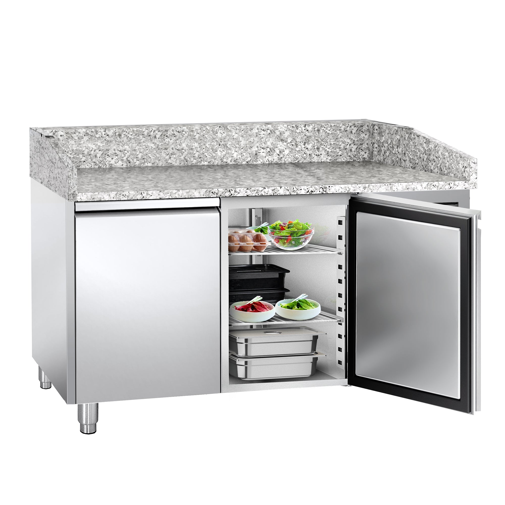 Refrigerator table for pizza PREMIUM 1.5 x 0.8 m - with 2 doors