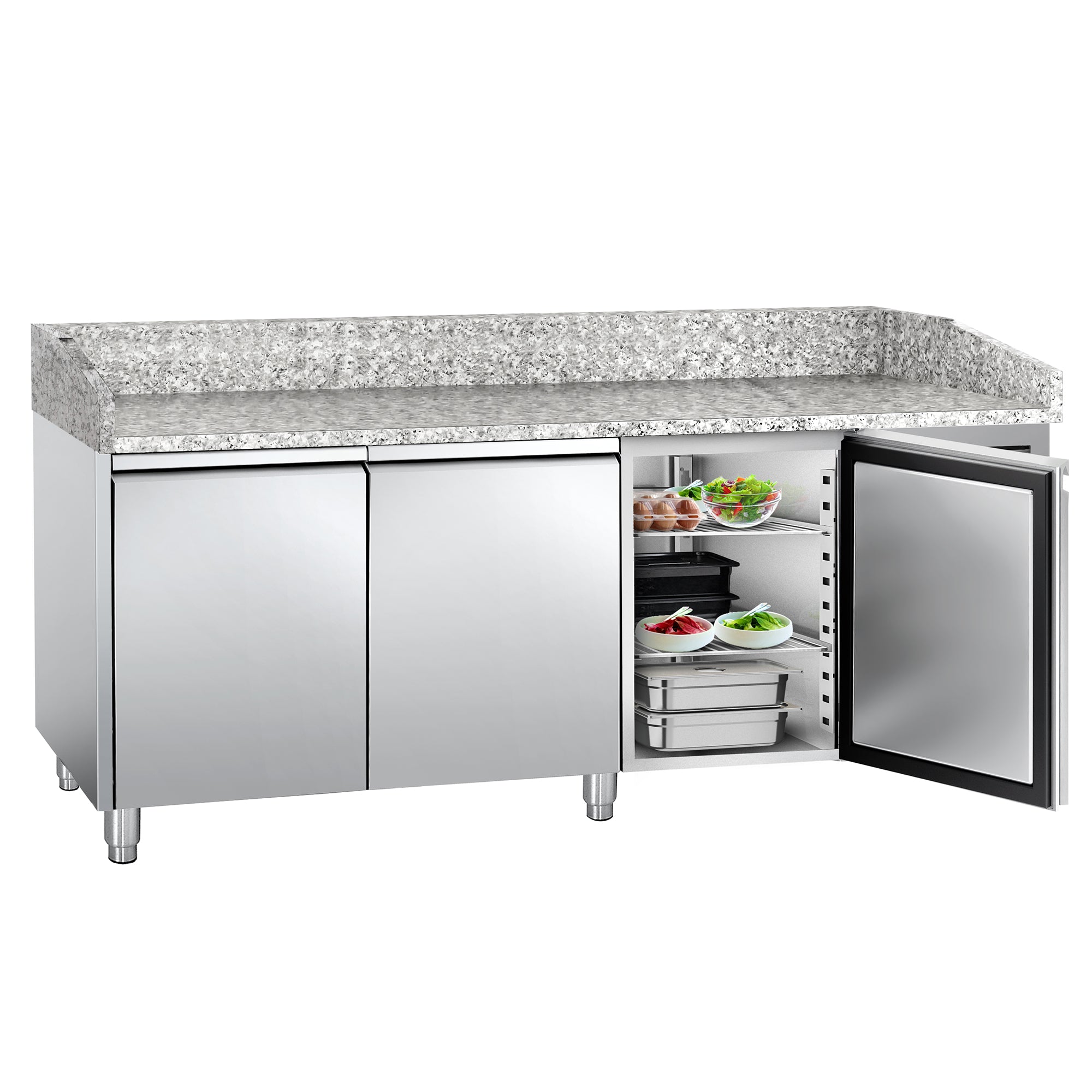 Refrigerator table for pizza PREMIUM 2.0 x 0.8 m - with 3 doors