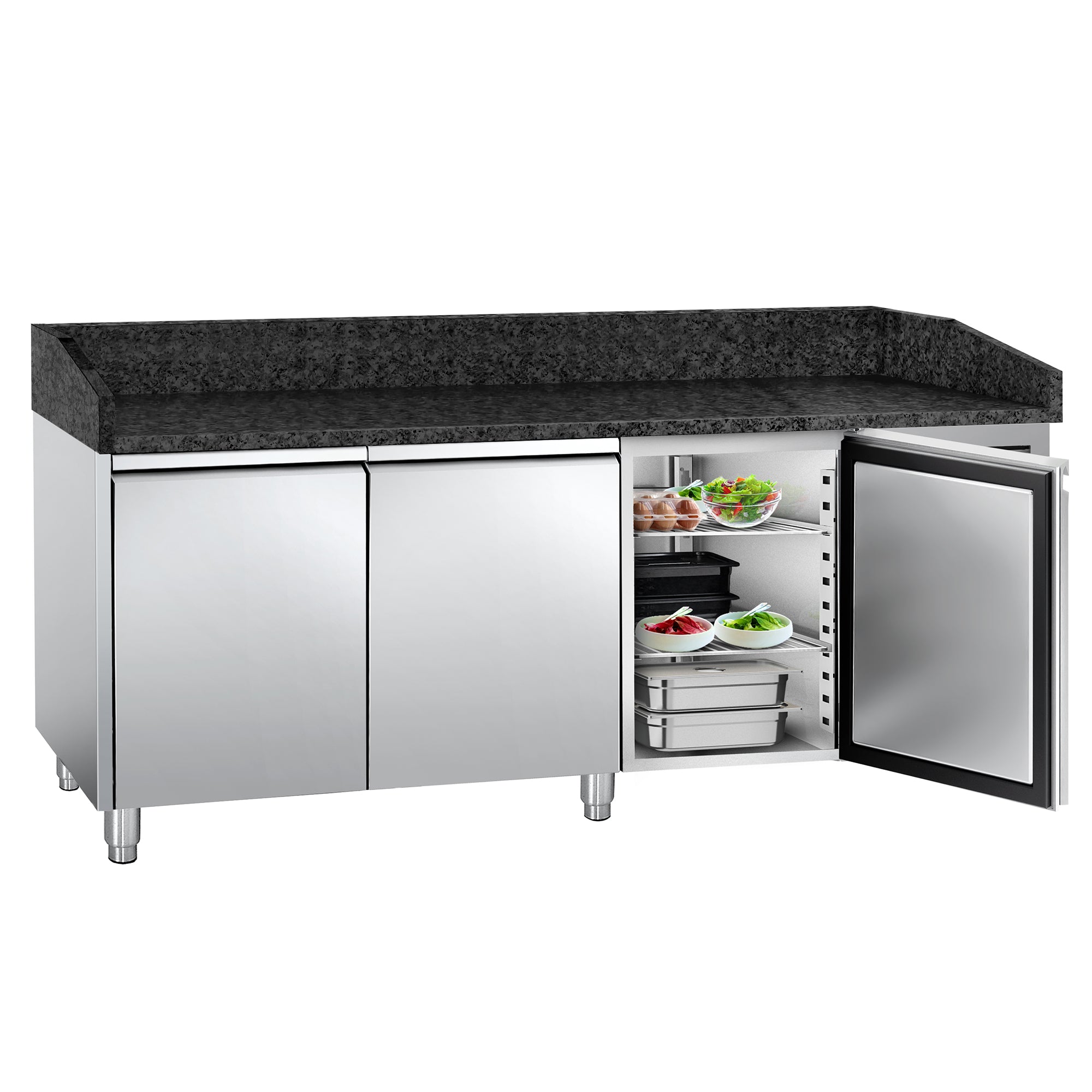 Refrigerator table for pizza PREMIUM 2.0 x 0.8 m - with 3 doors