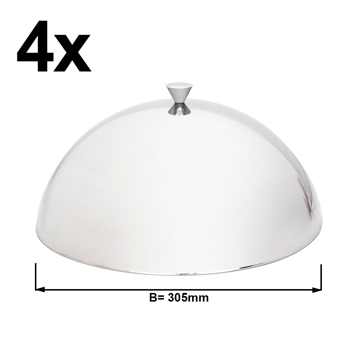 (4 pieces) Stainless steel presentation cover / cloche - Ø 30.5 cm - polished