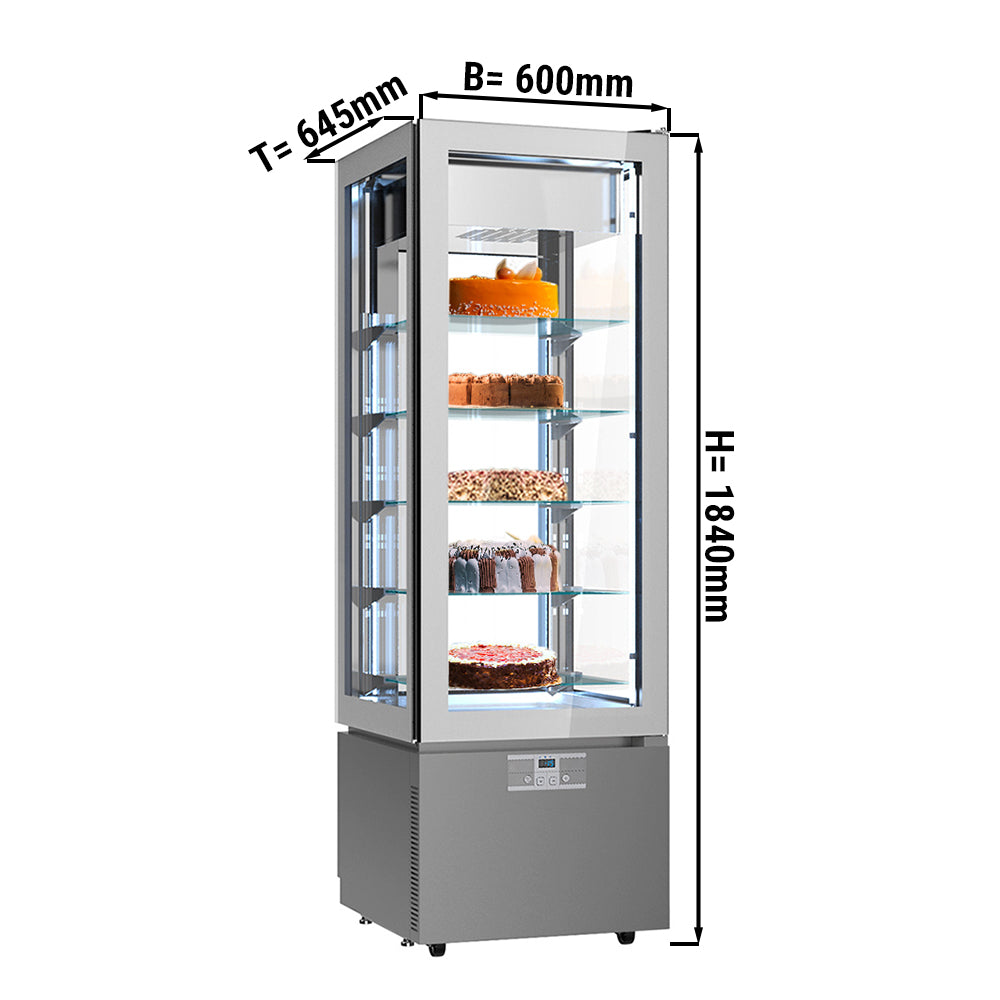 Showcase with panoramic freezer