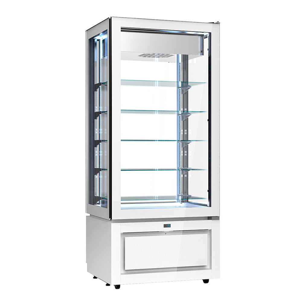 Showcase with panoramic freezer