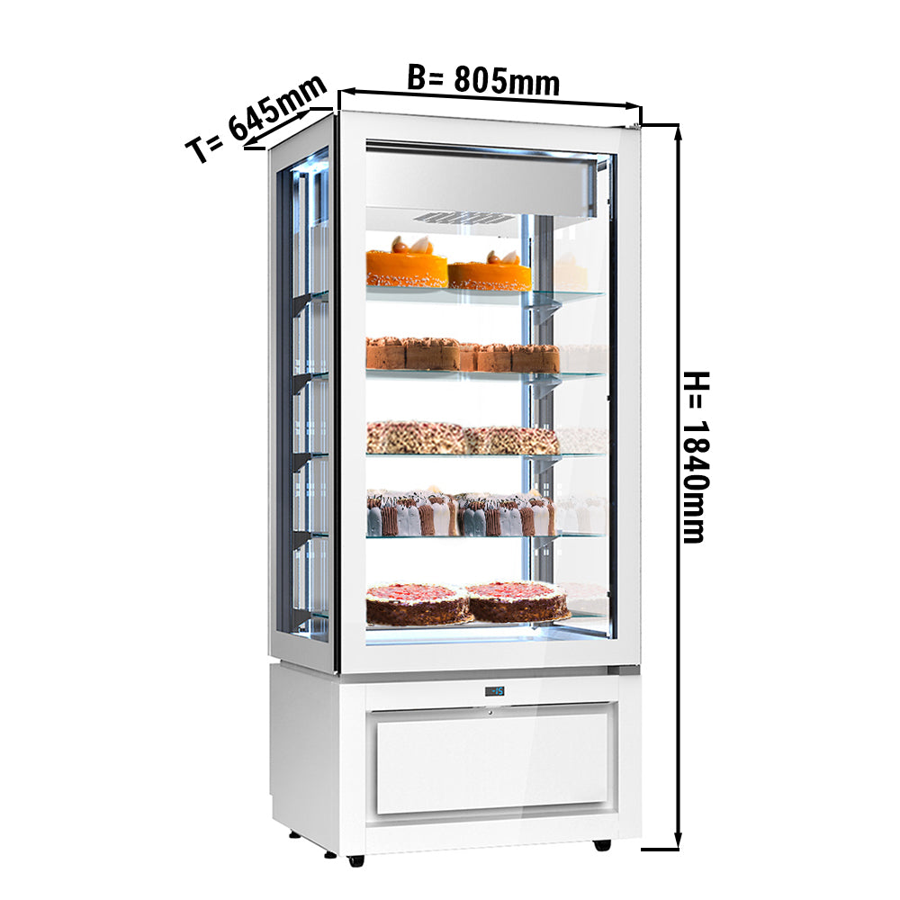 Showcase with panoramic freezer