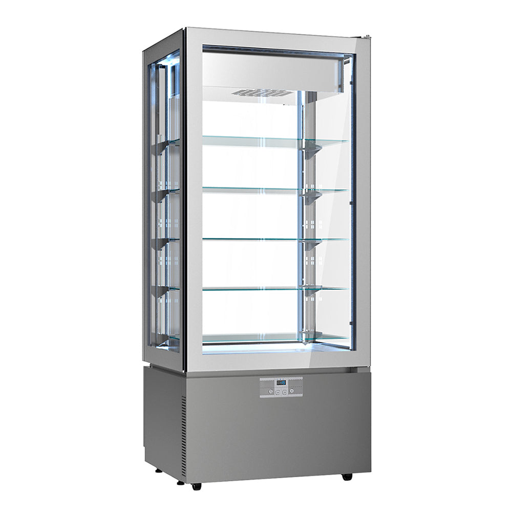 Showcase with panoramic freezer