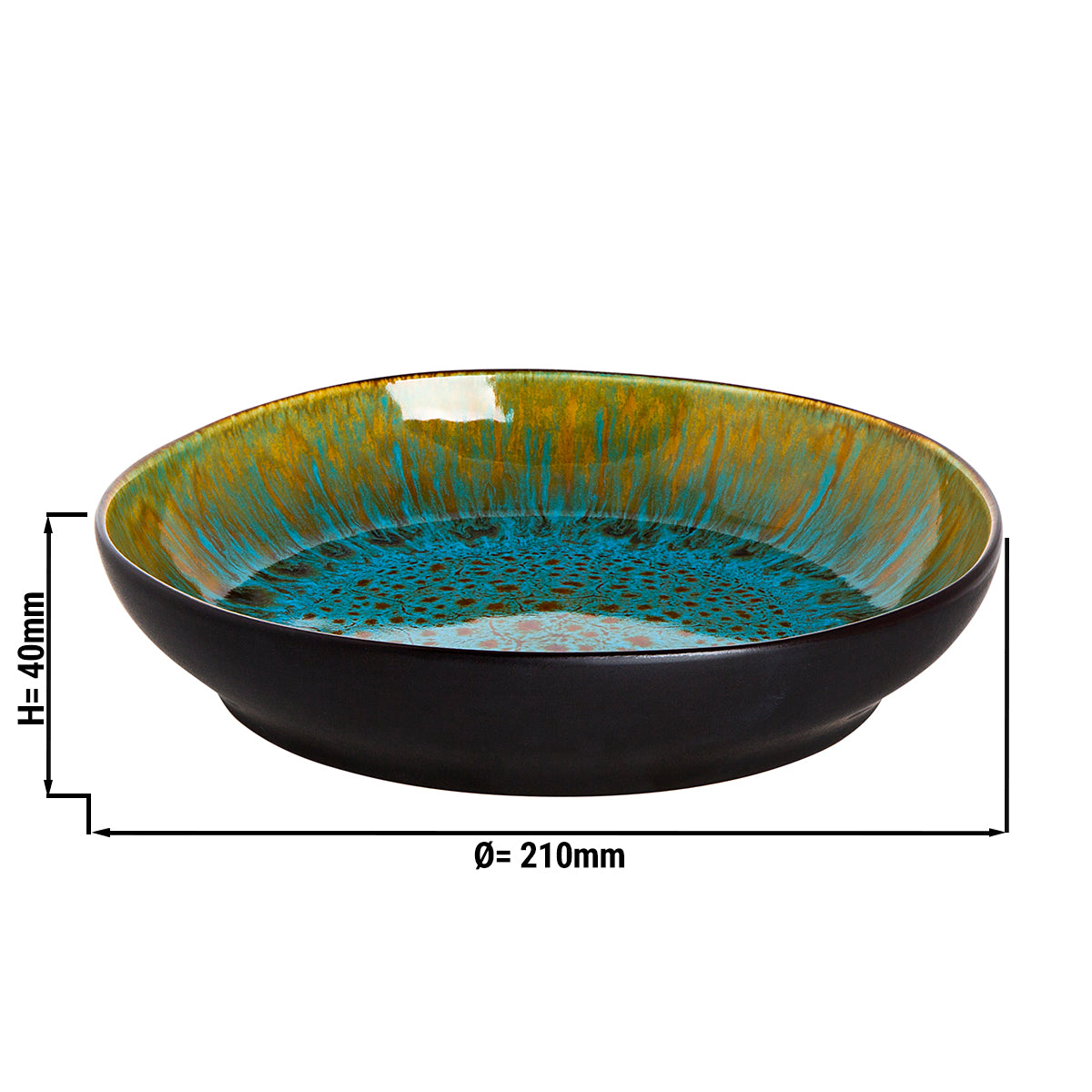 (12 pcs.) Palmer Lotus Pasta Plate - Ø 21 cm - Turquoise/Black