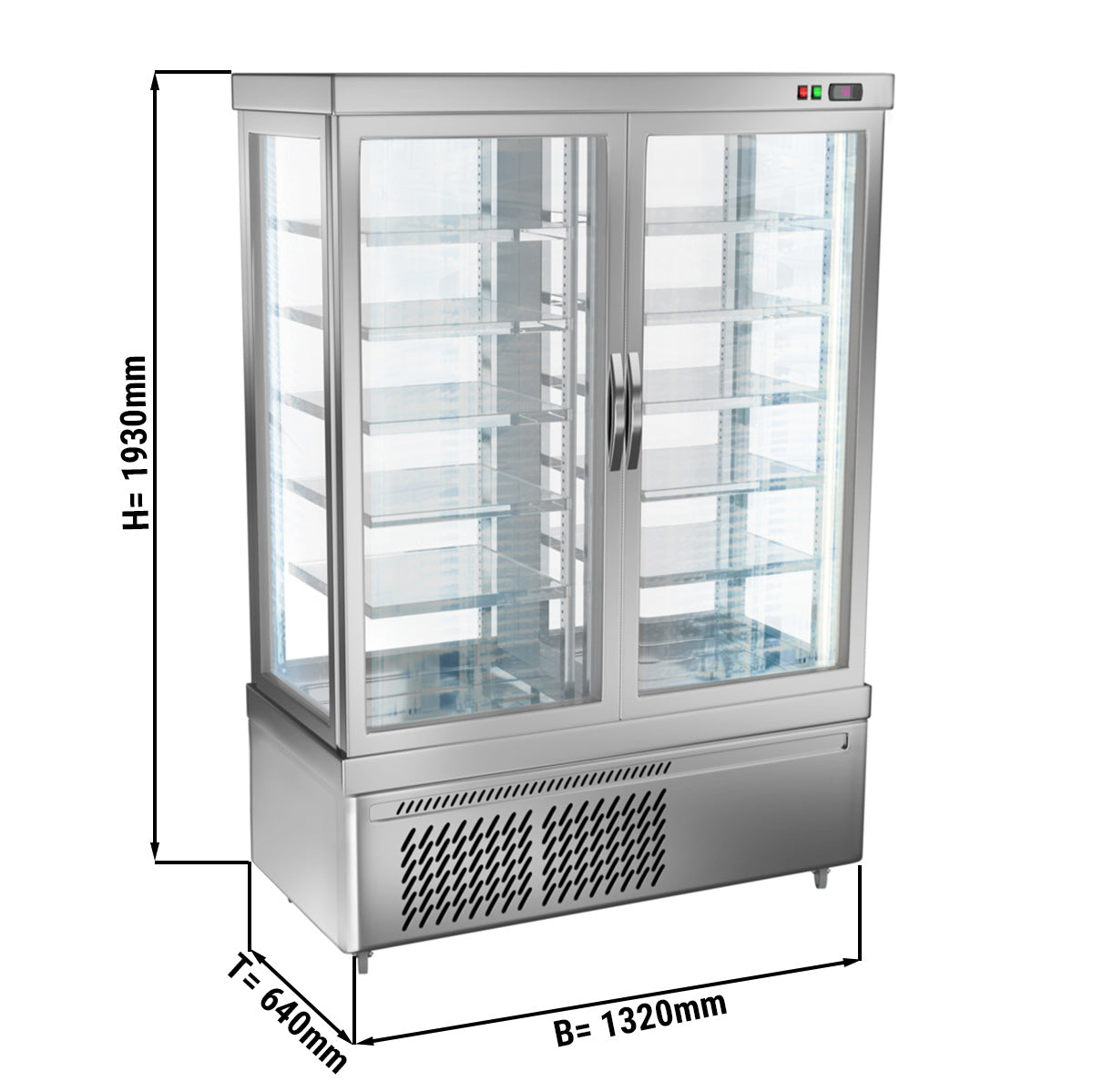 Panoramic showcase with 10 lattice shelves