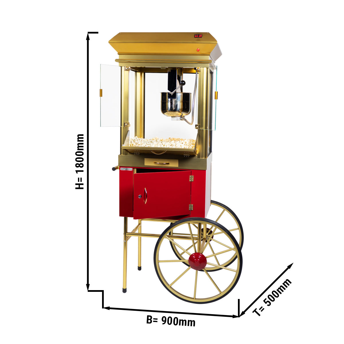 Popcorn machine, capacity 250g, including popcorn container and lighting