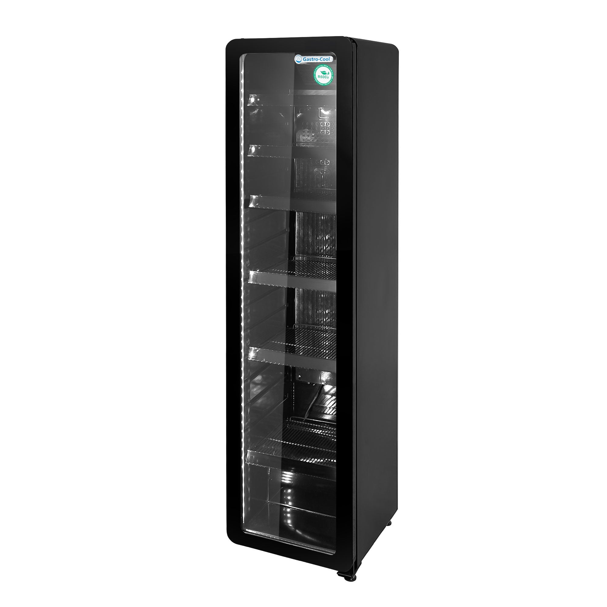 Retro refrigerator with glass door - black