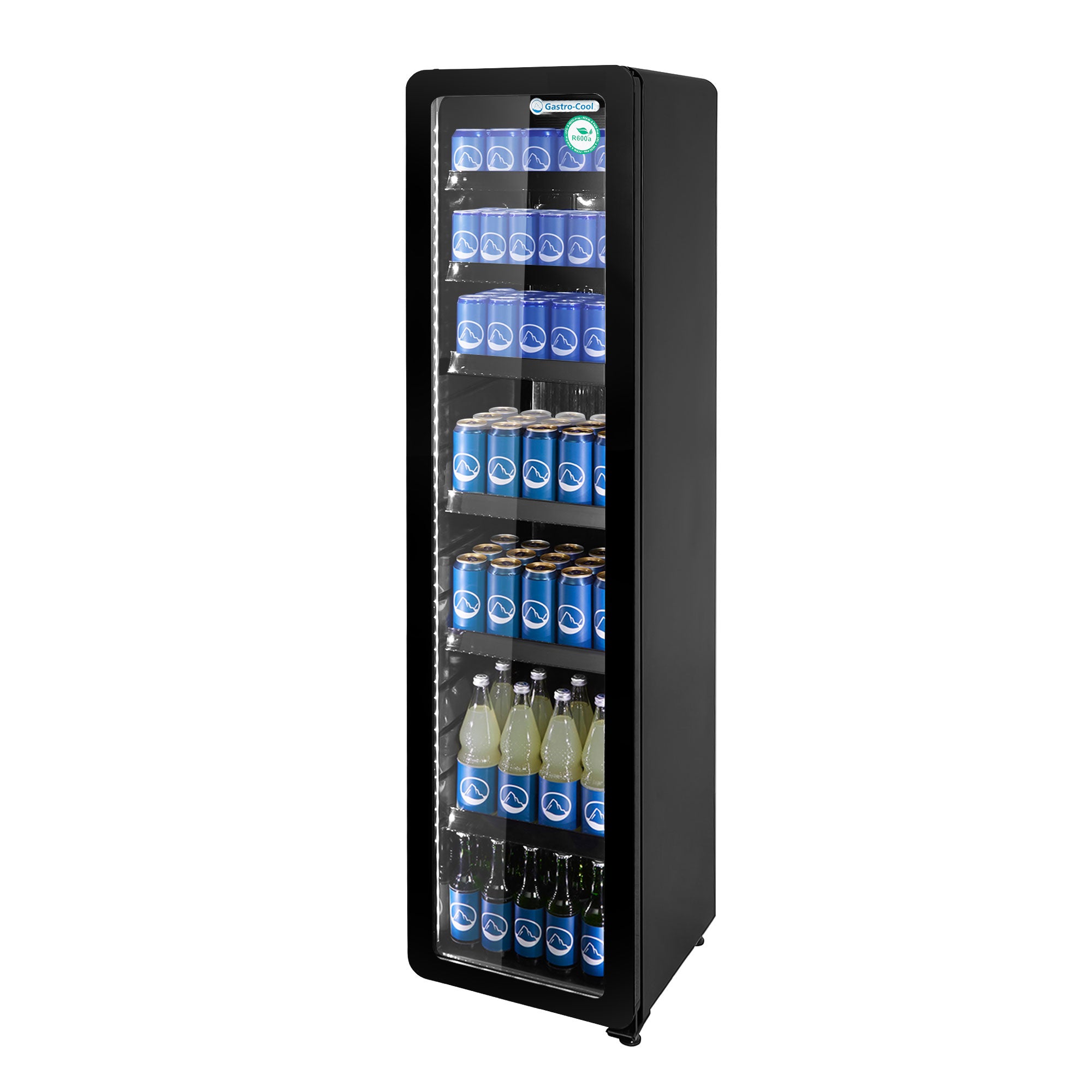 Retro refrigerator with glass door - black