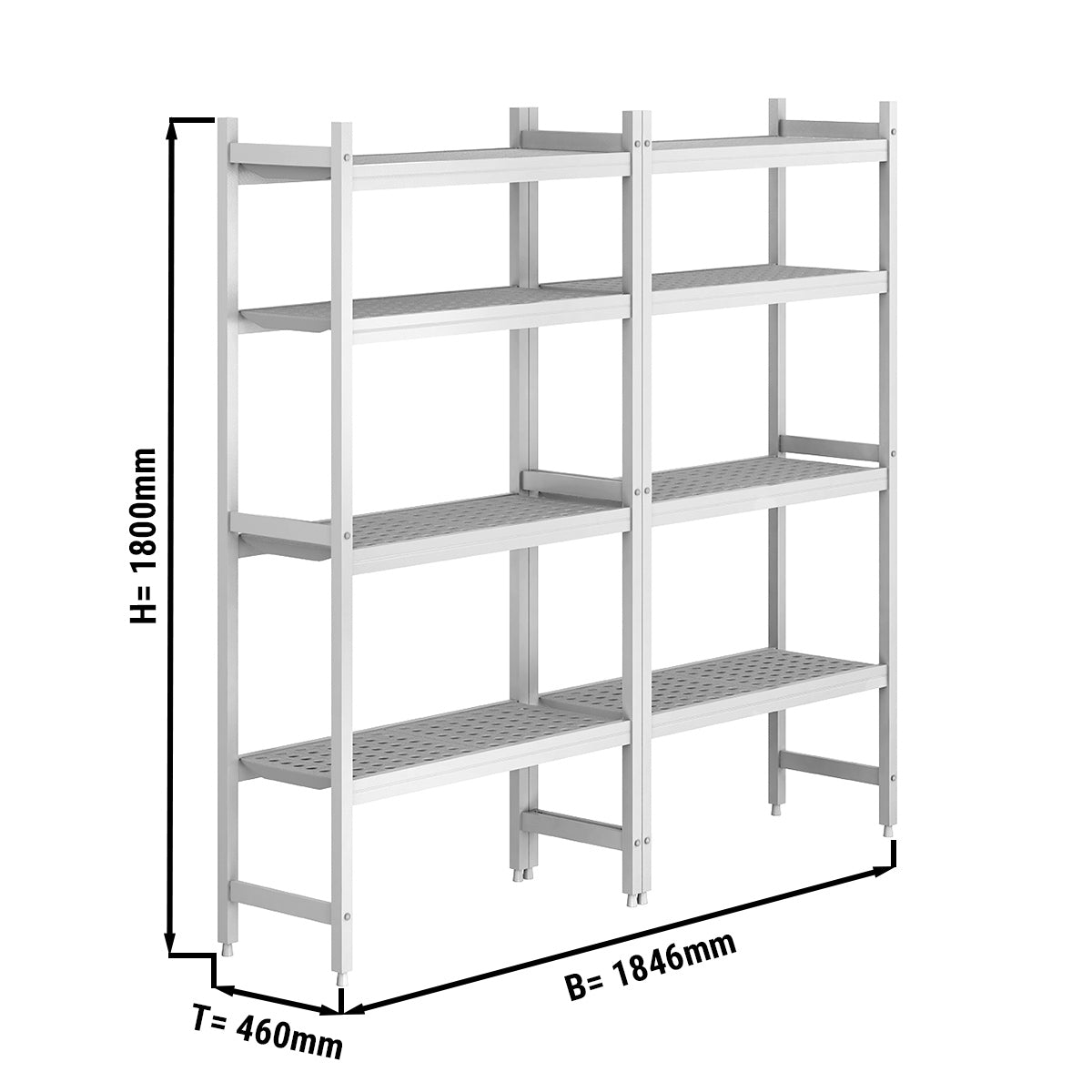 Rack set aluminum - depth: 460 mm