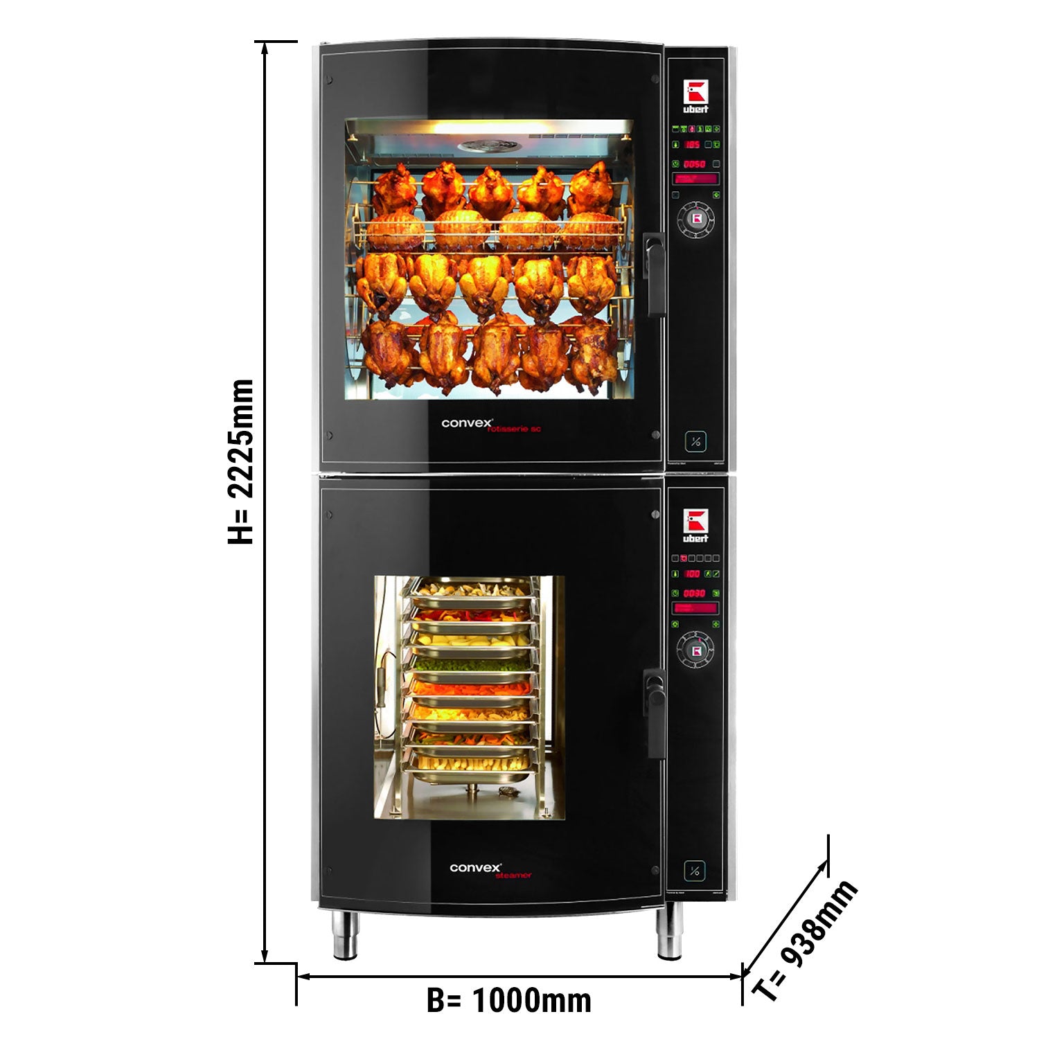 UBERT Rotatable chicken grill - incl. convection oven CONVEX® 8x GN 1/1