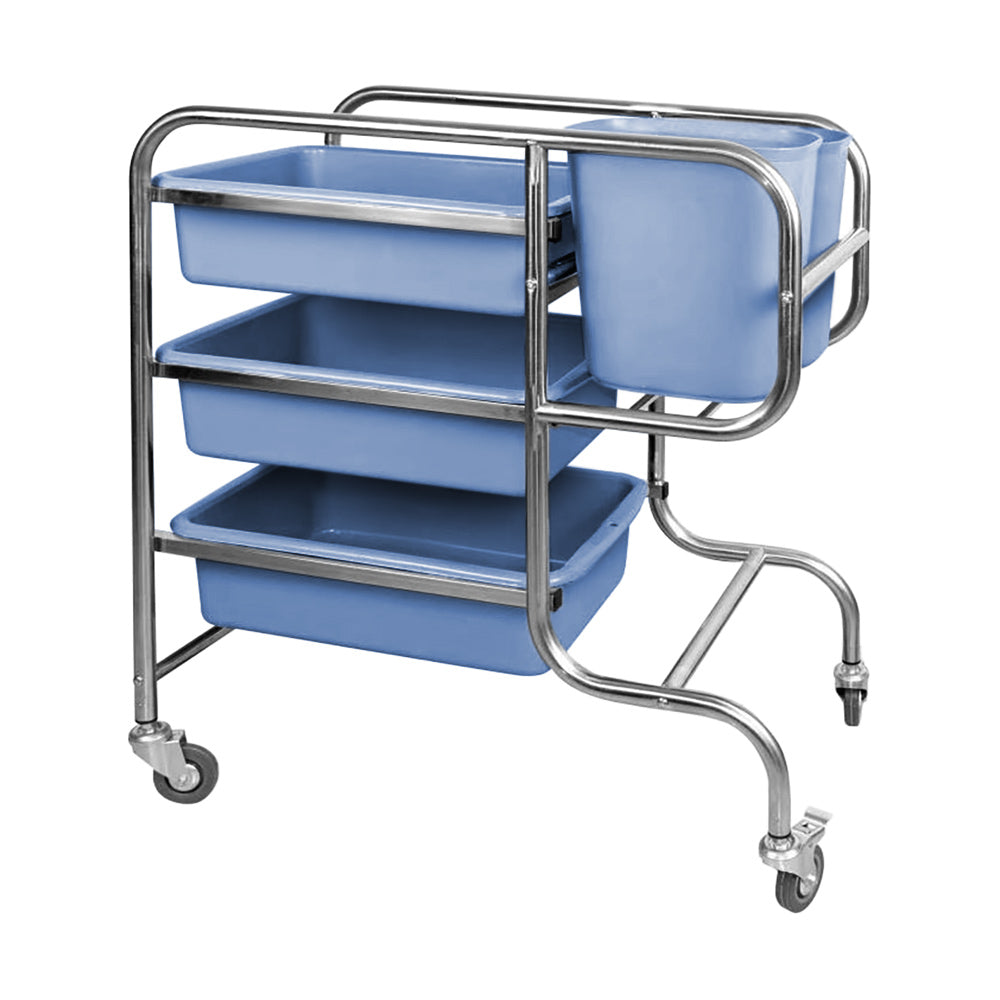 Cleaning cart - with 3 shelves and 2 buckets