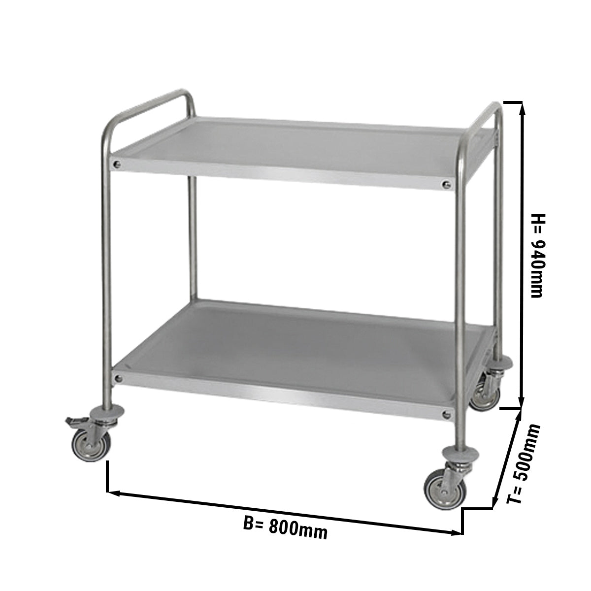 Serving trolley 0.8 m - with 2 x shelves