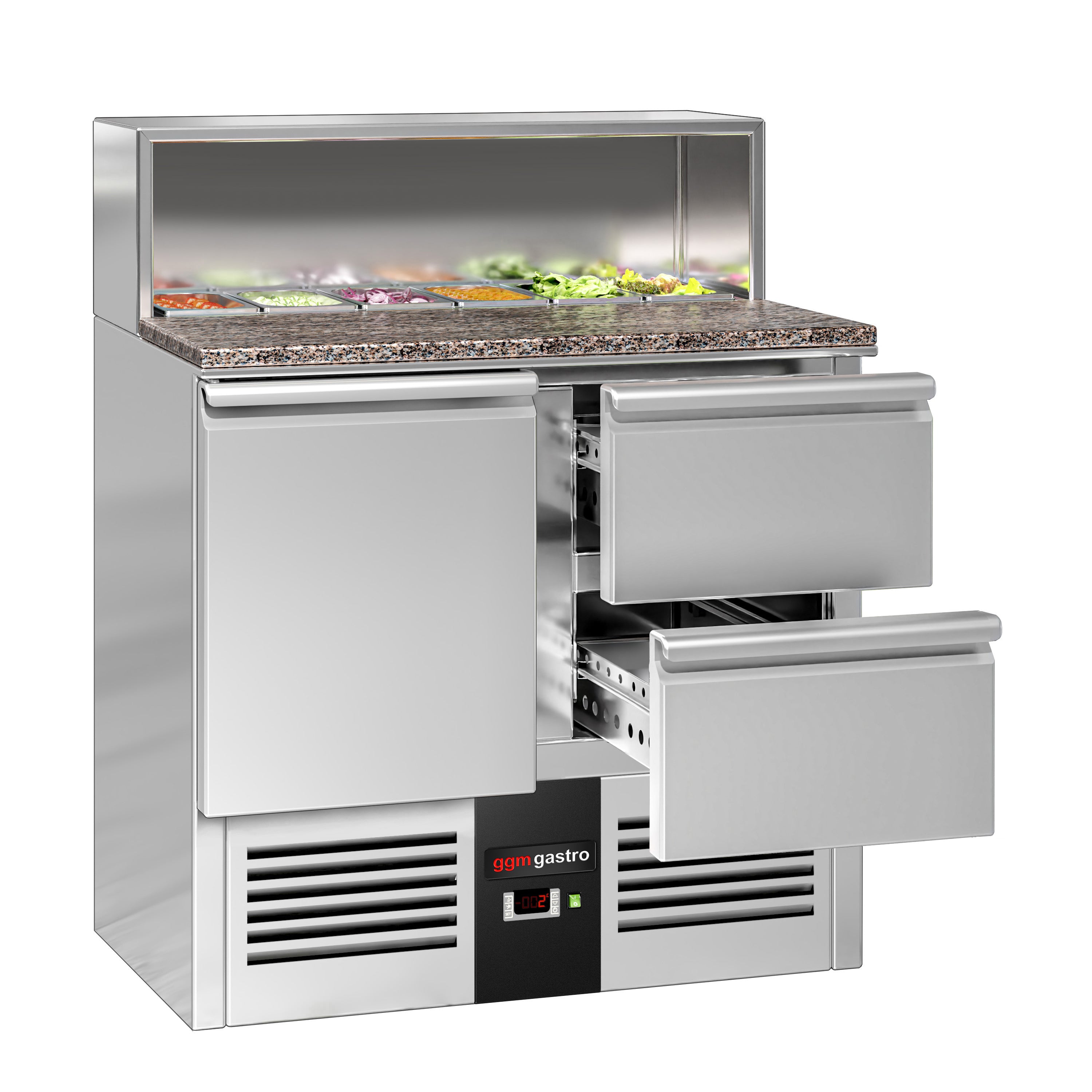 Саладeта хладилник / маса за приготвяне PREMIUM 0,9 x 0,7 m- с 1 врата 2 чекмеджета 1/2