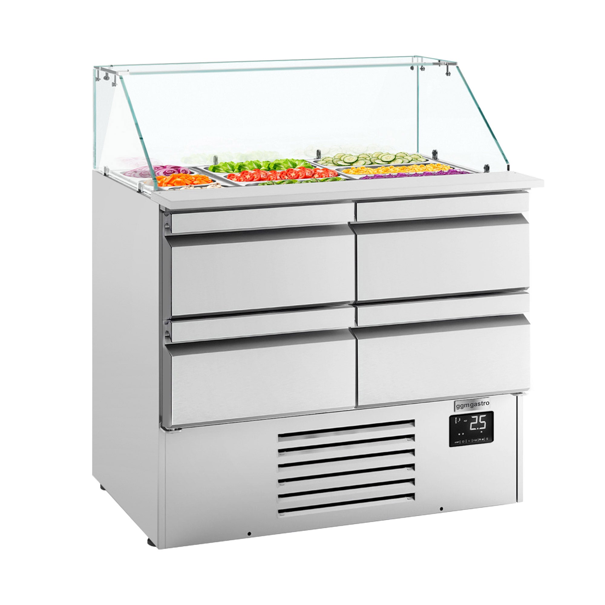 Salada (GN) - 0.97 x 0.7 m - with 4 drawers 1/2 &amp; 1/3