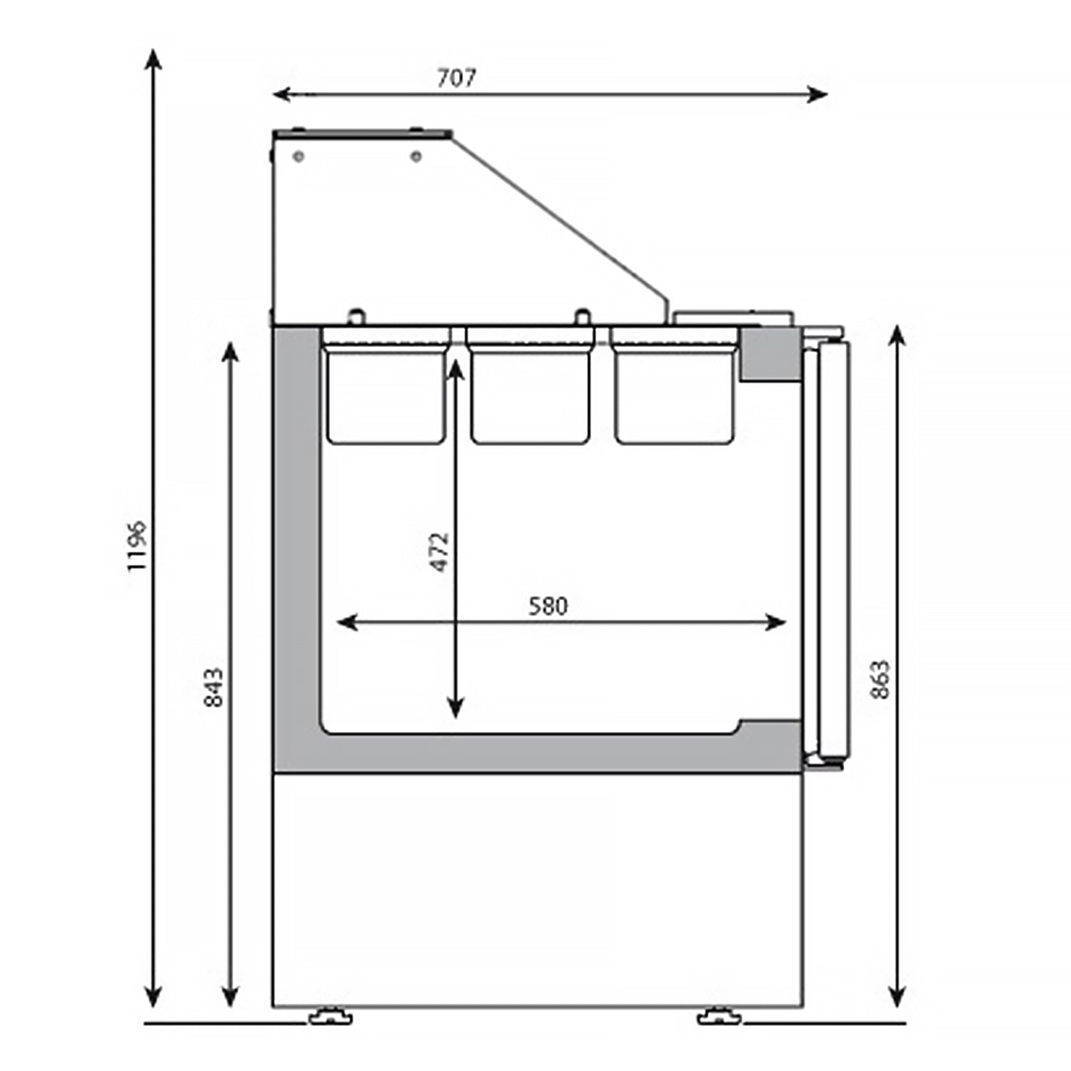 Salada (GN) - 0.97 x 0.7 m - with 1 door and 2 drawers 1/2 &amp; 1/3