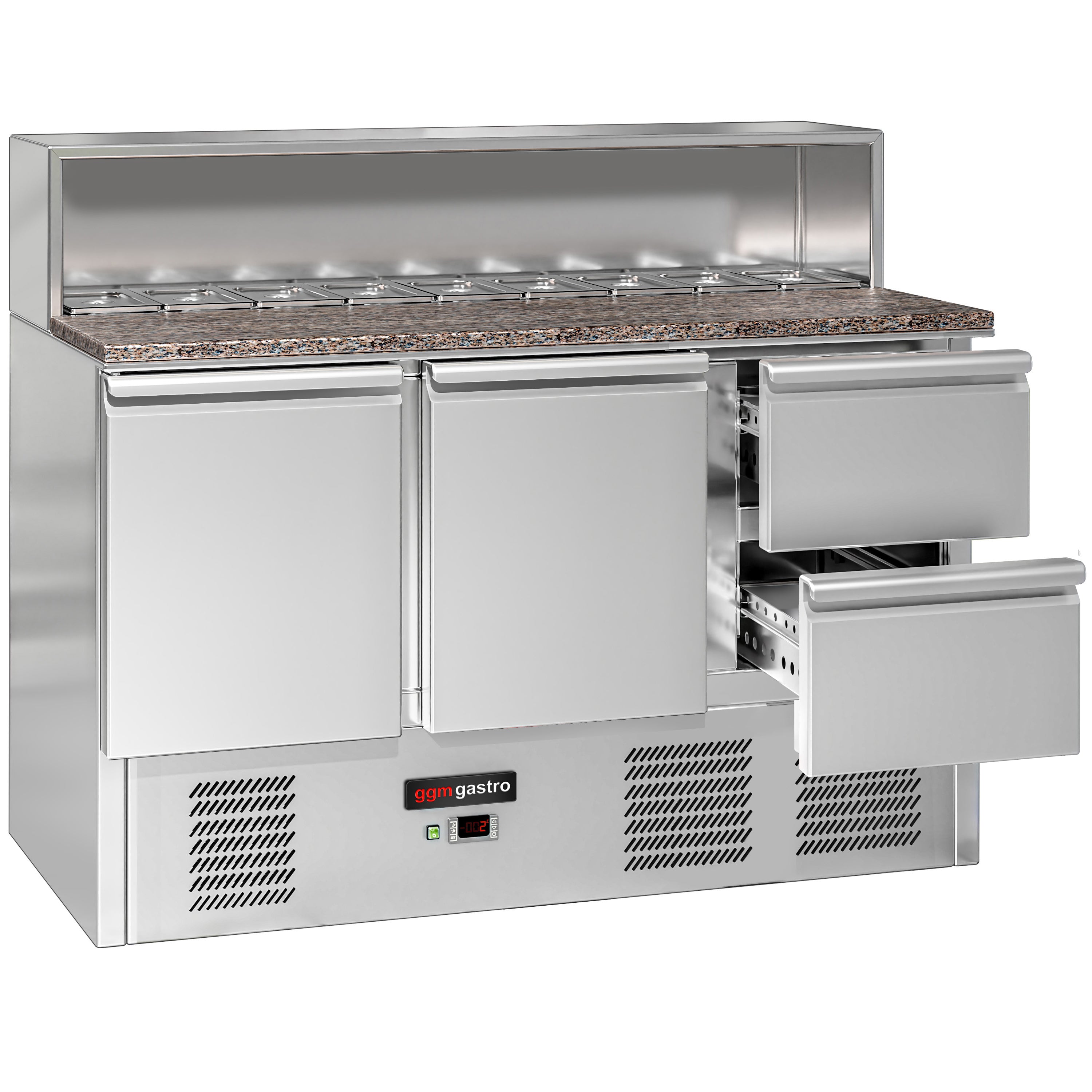 Саладета / Хладилна маса за пица ECO - 1,37 x 0,7 m - с 2 врати и 2 чекмеджета 1/2