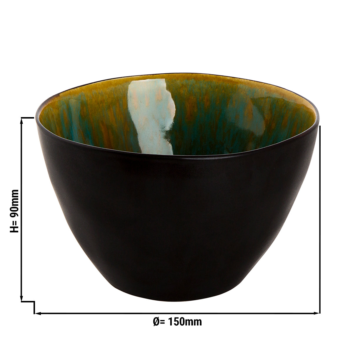 (12 pieces) Bowl Palmer Lotus - Ø 15 cm - turquoise/black