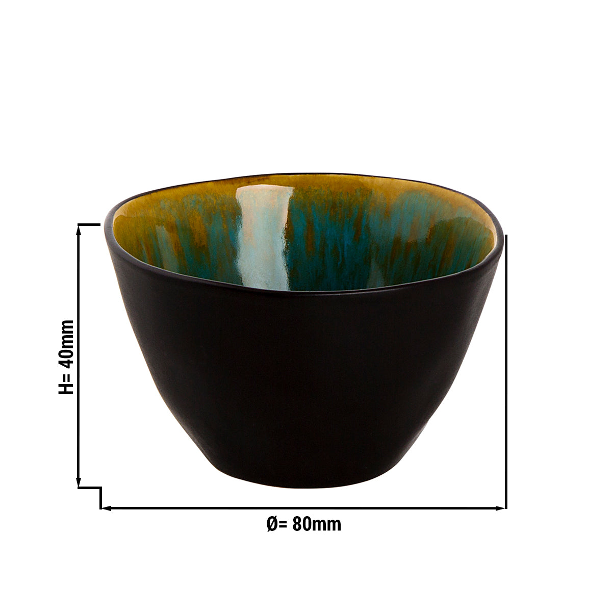 (12 pieces) Bowl Palmer Lotus - Ø 8 cm - turquoise/black