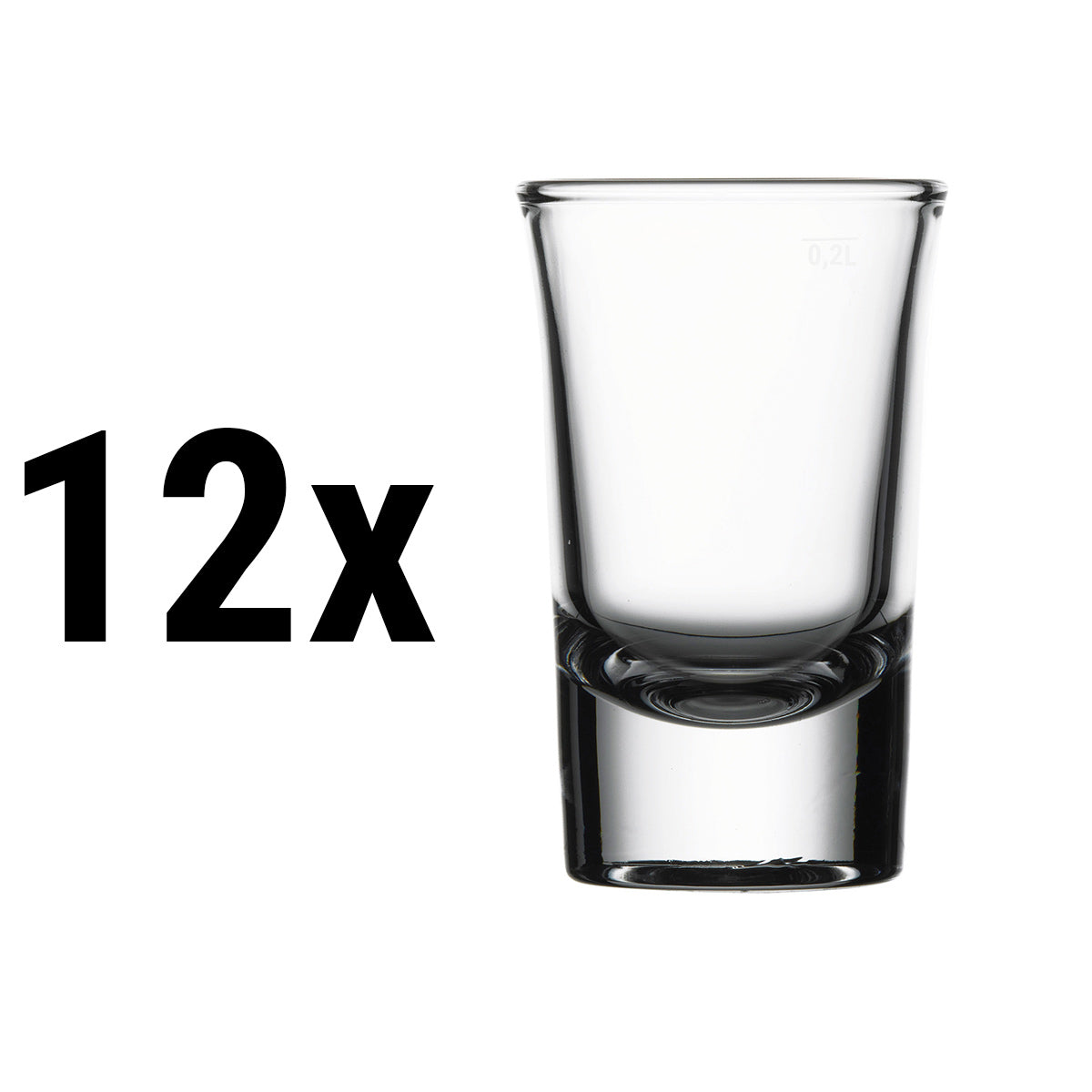 (12 pieces) MUNICH - glass beaker - 40 cc - calibrated at 20 cc