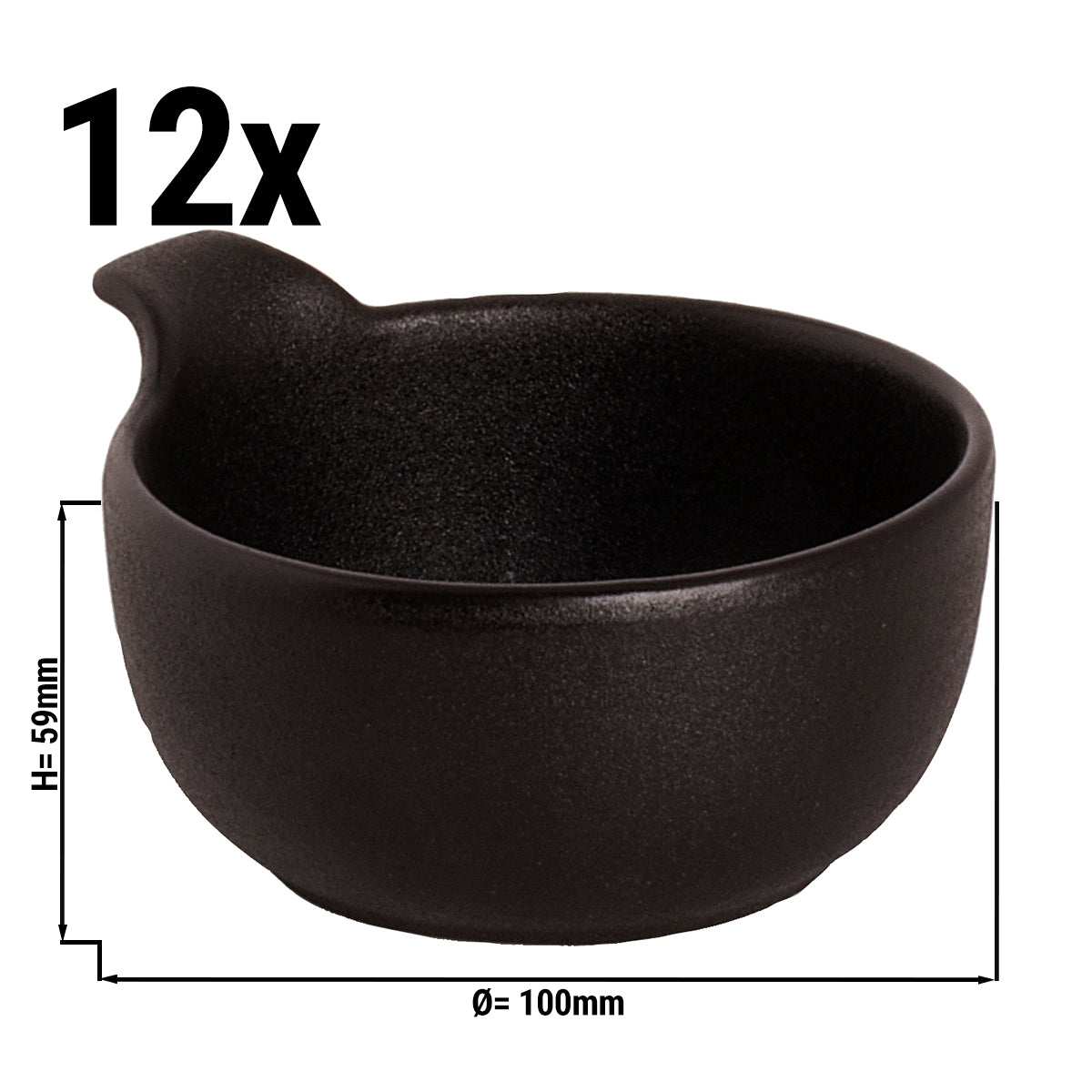 (12 pcs.) Maastricht bowl - with handle - 24 cl - Ø 10 cm - Black