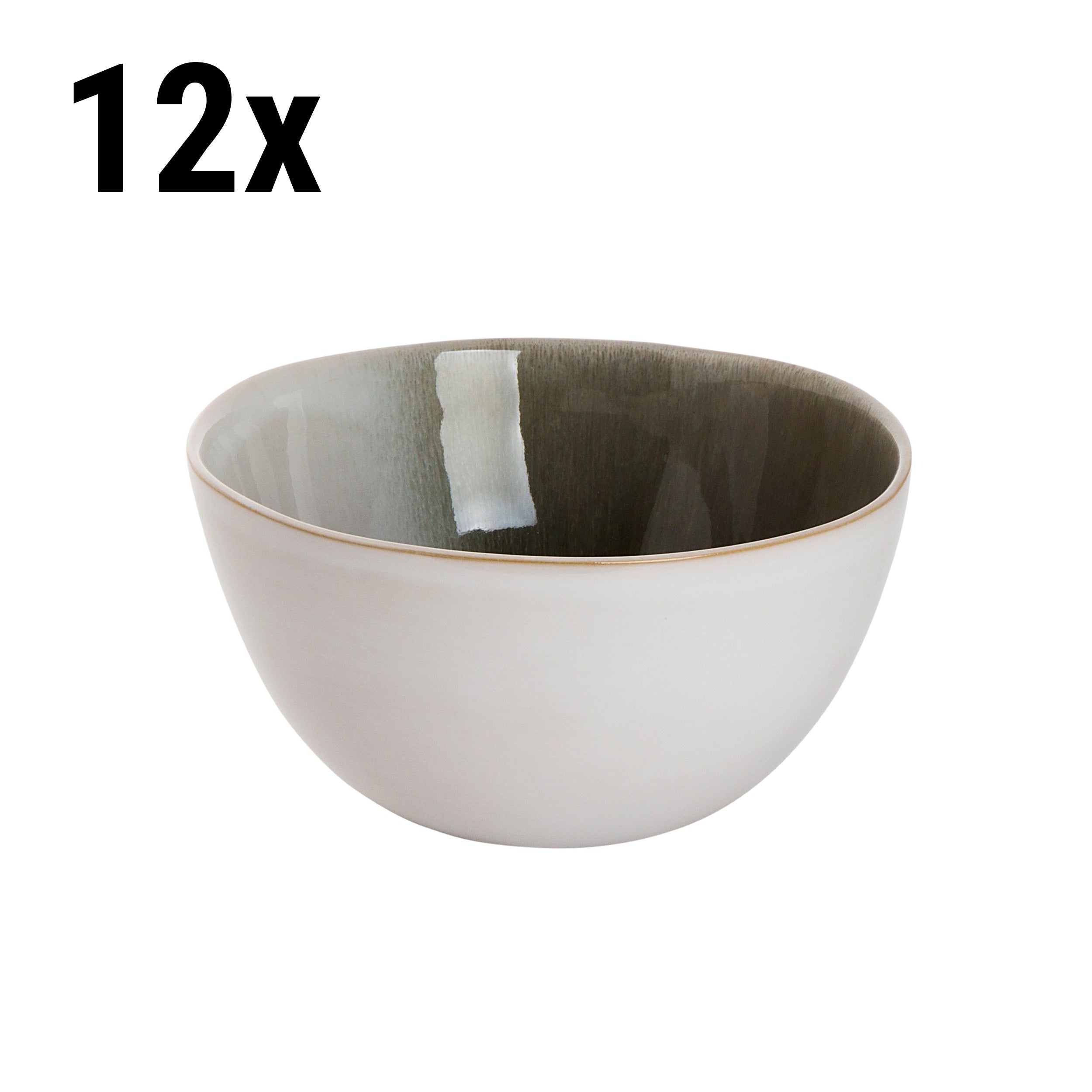 (12 pieces) Bowl - Ø 15 cm - 90 cl - Green/White