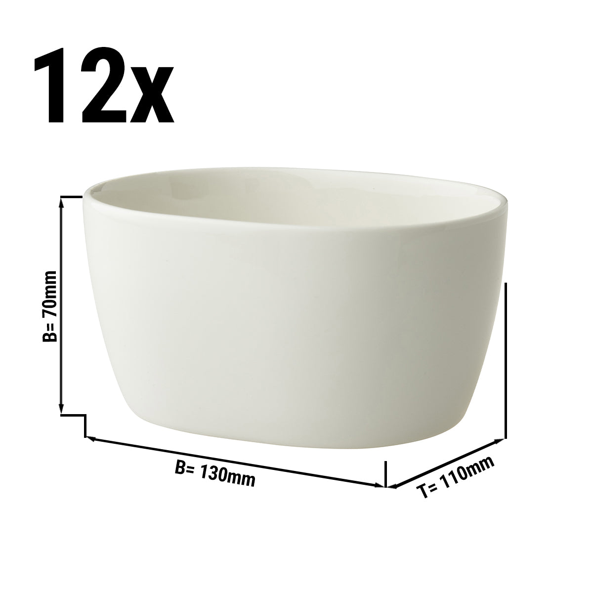 (12 pcs.) Maastricht oval bowl - 10 cl - 13 x 10 cm - ivory