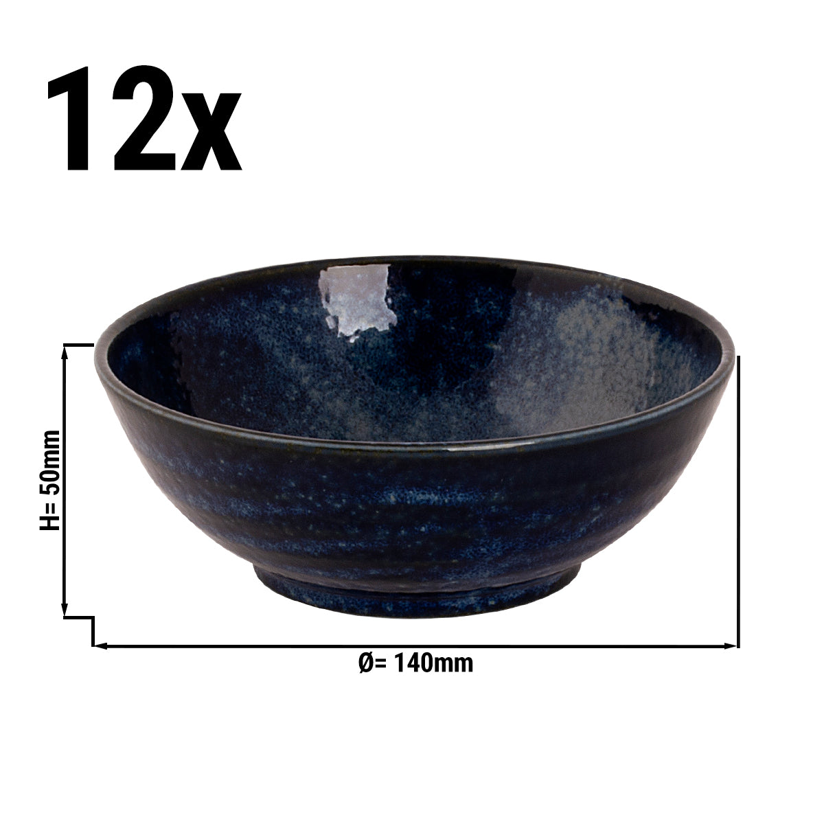 (12 pieces) Bowl Palmer Kiryu - 35 cl - Ø 14 cm - blue