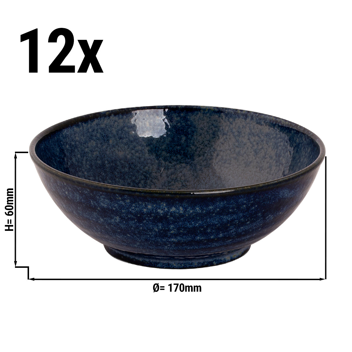 (12 pieces) Bowl Palmer Kiryu - 70 cl - Ø 17 cm - blue