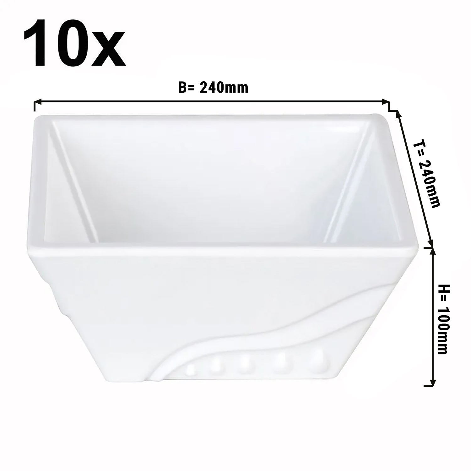 (10 pieces) Melamine bowl for shelf/buffet stand - Height: 10 cm