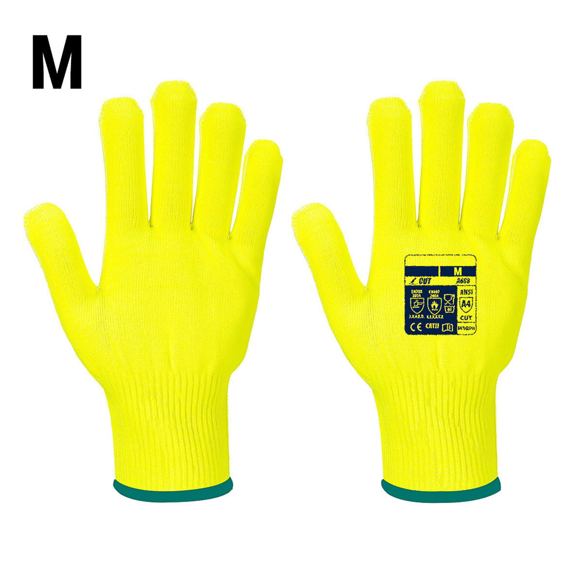 (10 Pairs) Pro Cut Cut Protection Gloves - Yellow - Size: M