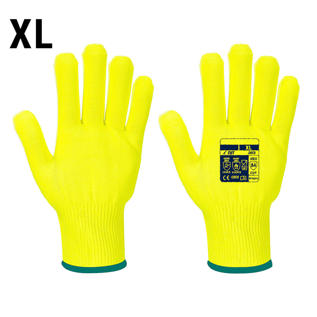 (10 Pairs) Pro Cut Anti-Cut Gloves - Yellow - Size: XL