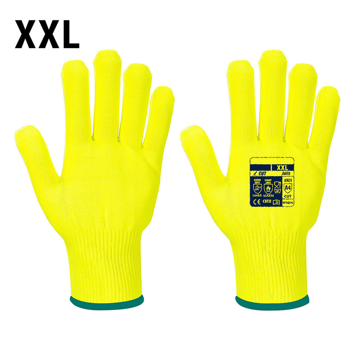 (10 Pairs) Pro Cut Cut Protection Gloves - Yellow - Size: XXL