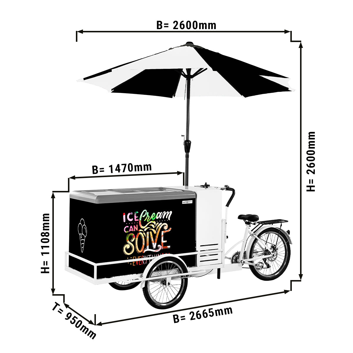 Ice cream cart wheel - 2.67 x 0.95 m