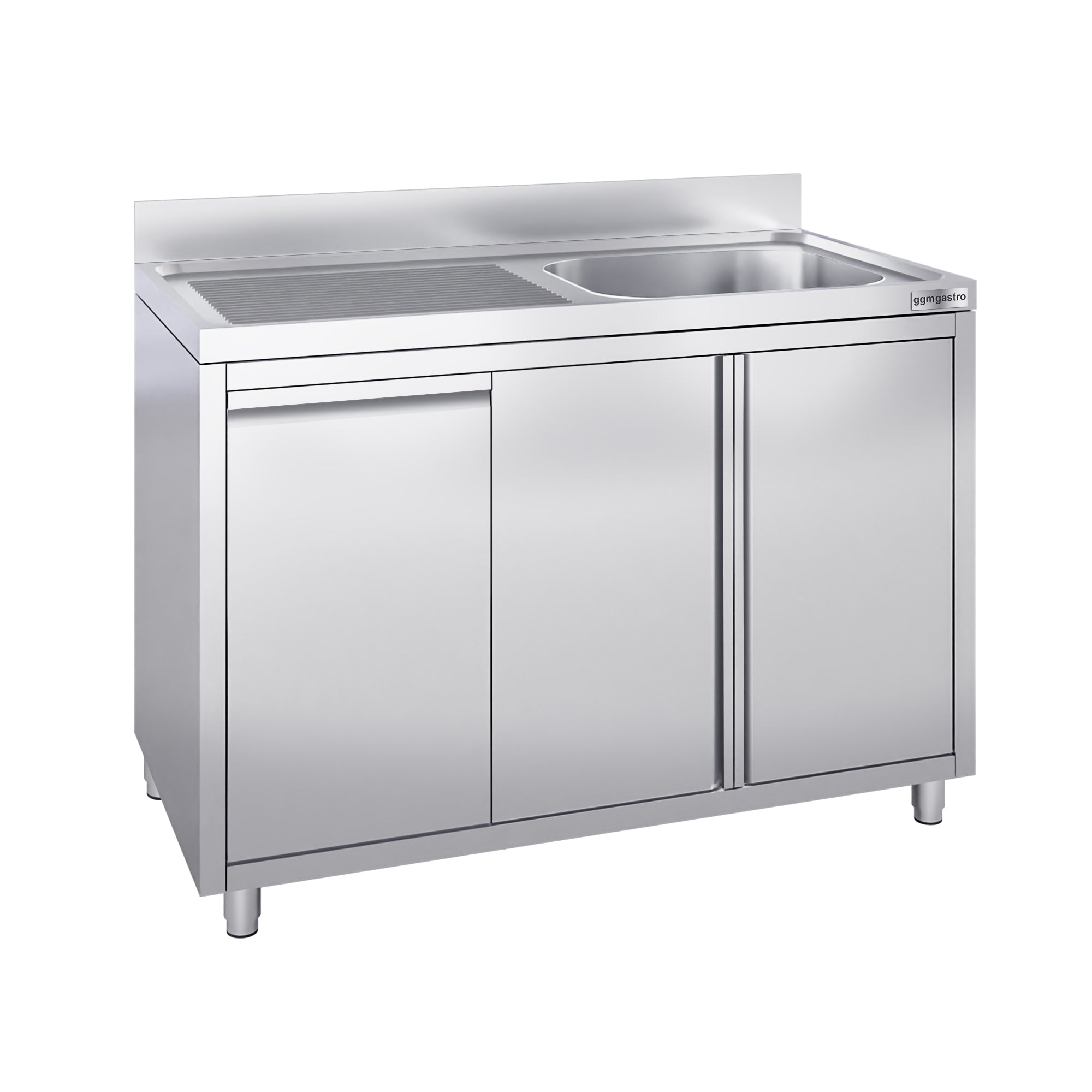 Stainless steel sink cabinet with waste bin - 1.2 m - 1 basin right