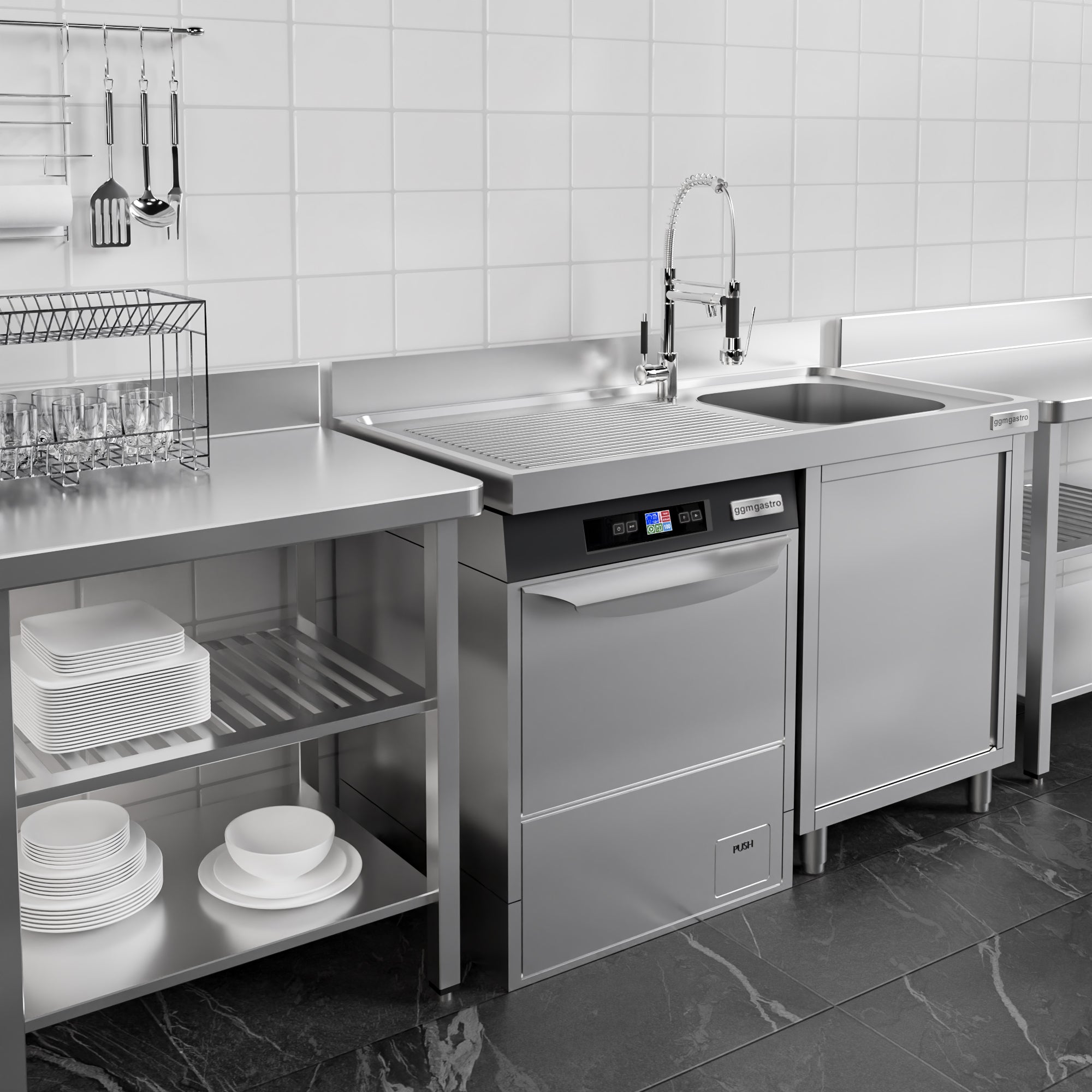 dishwashers Sink 1.2m - 1 basin on the right L 40 x W 40 x D 25 cm