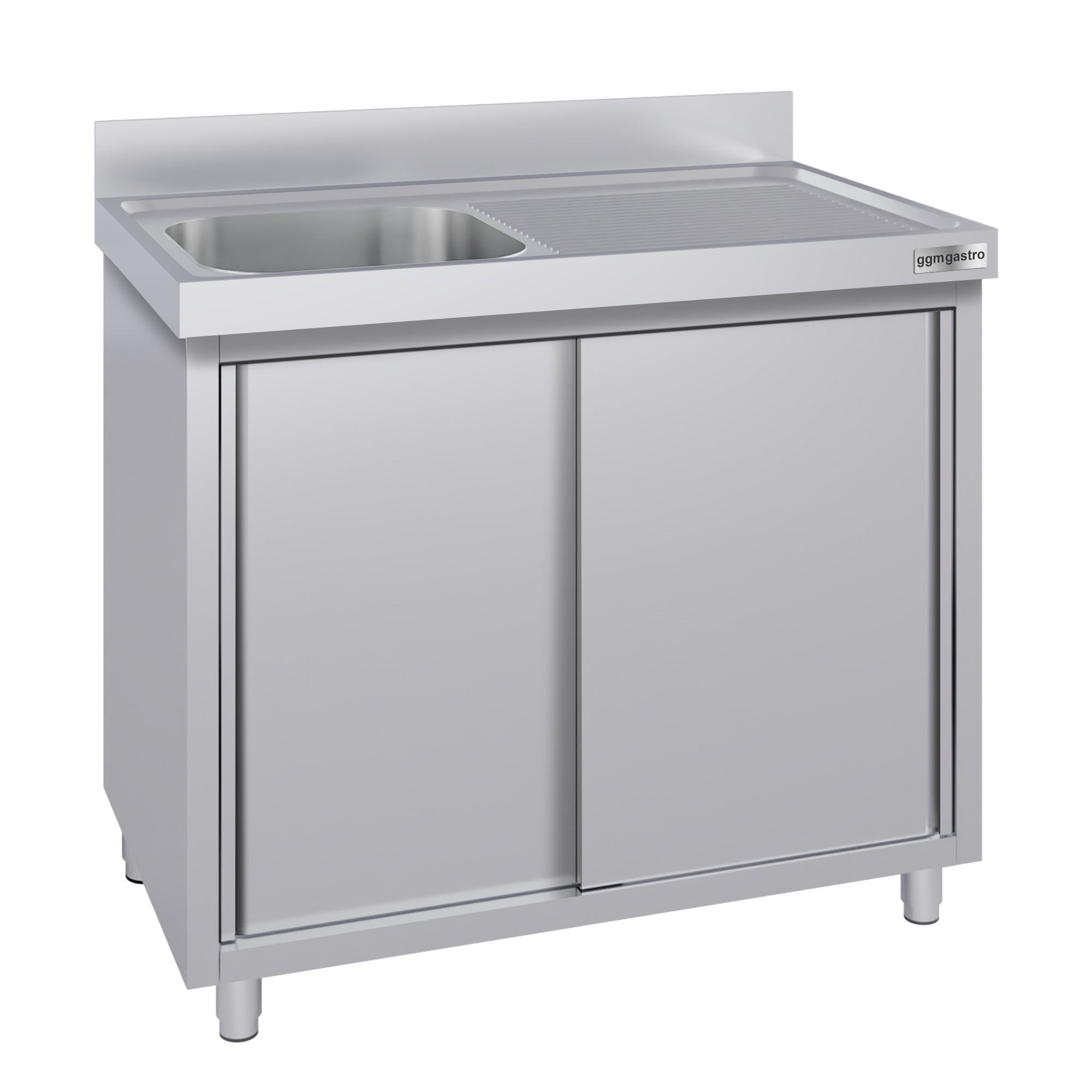 Шкаф за мивка от неръждаема стомана ECO - 1,6 м - 1 ляв умивалник - Д 50 x Ш 40 x Г 25 см